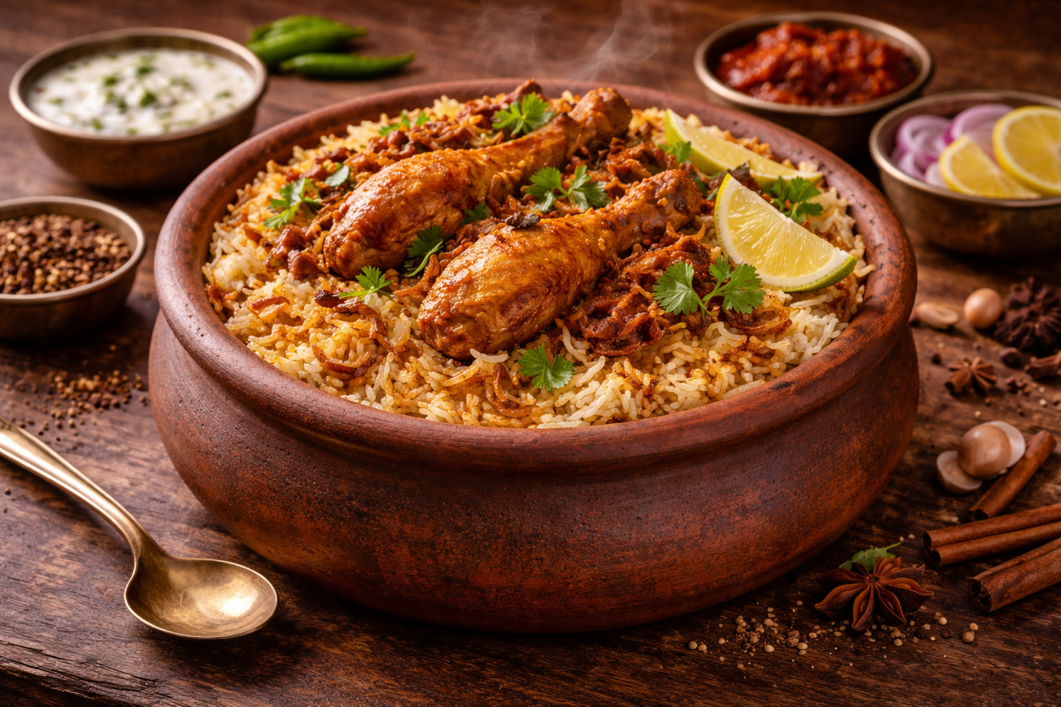Pot Biryani - aromatic rice and meat cooked in a traditional pot